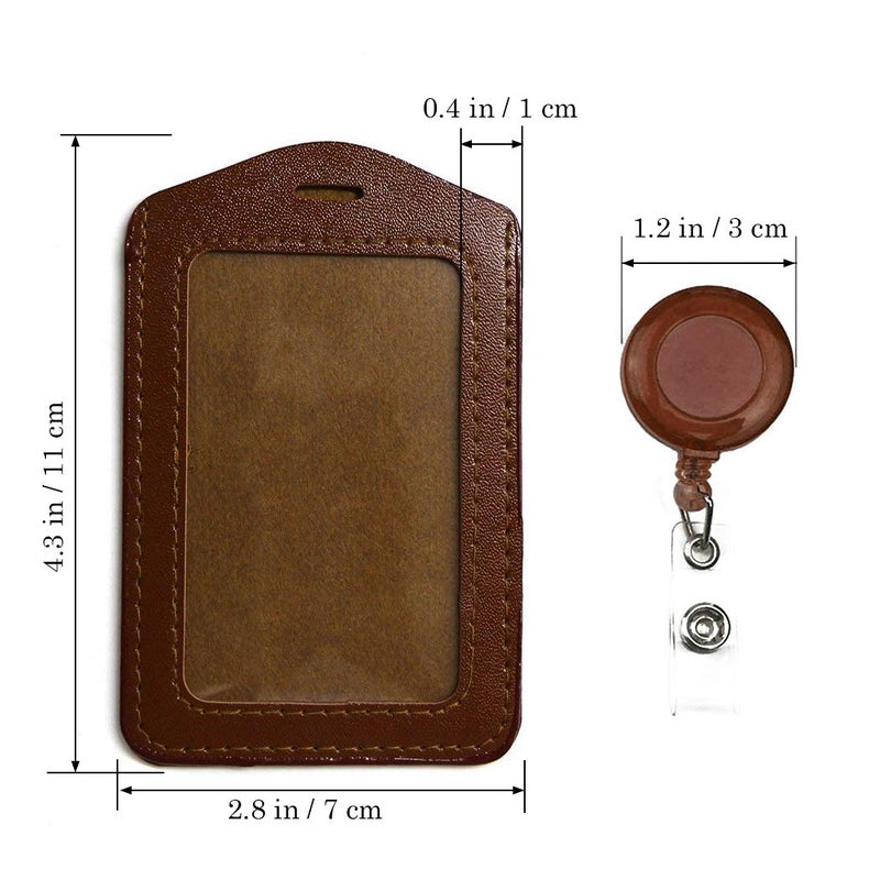 CREATIEE-PRO 20Pcs PU Leather Business ID Credit Card Badge Holder with Retractable Badge Holder Reel Clip (Vertical Version, Mixed Colors) - Image 3